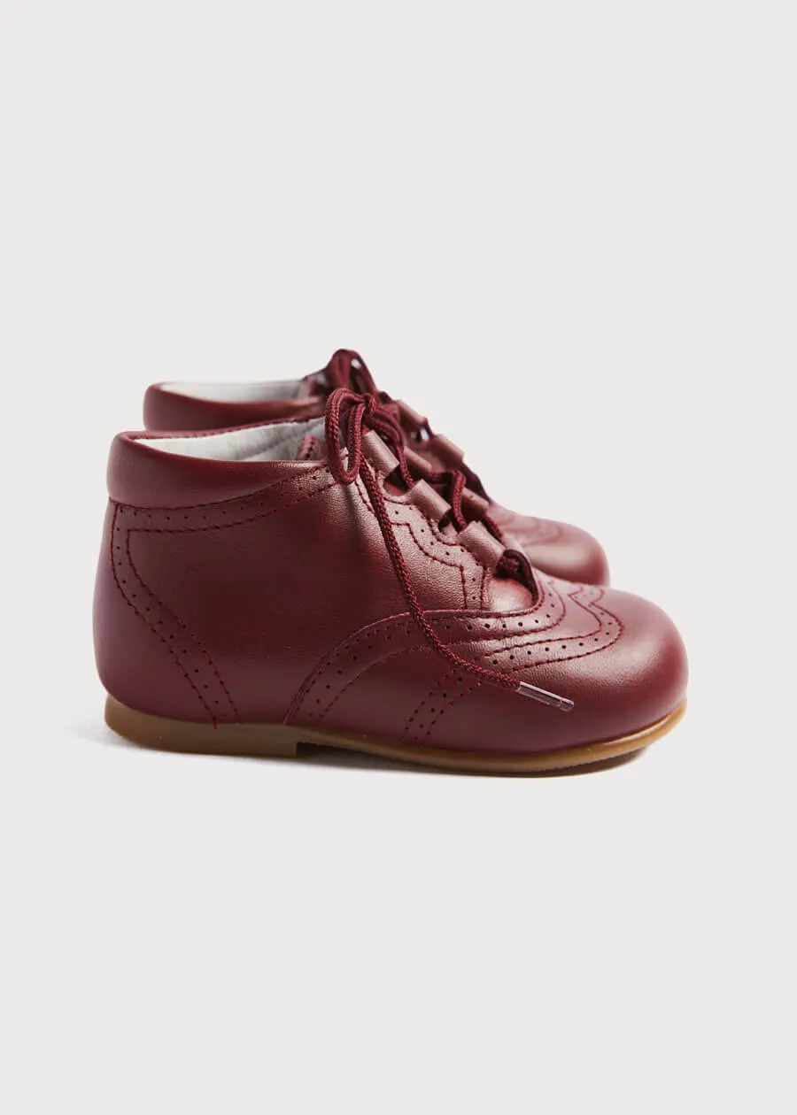 Oxford Baby Booties in Burgundy (20-26EU)