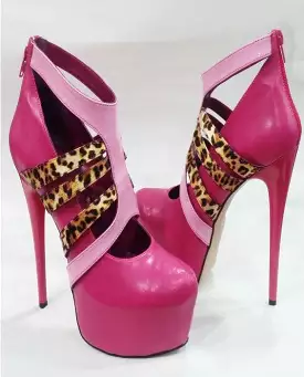 Pink & Leopard High Platform Shoes