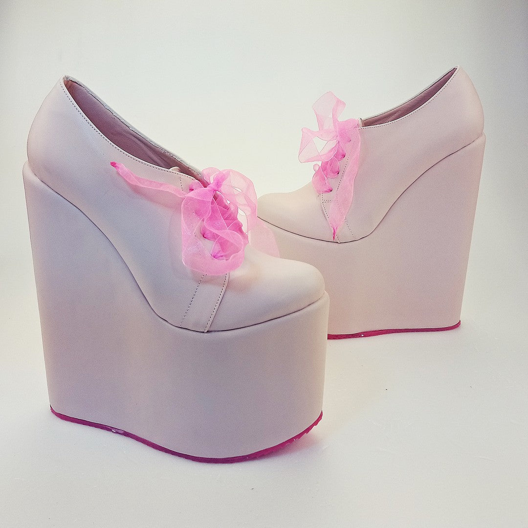 Powder Pink Platform Heel Wedding Shoes