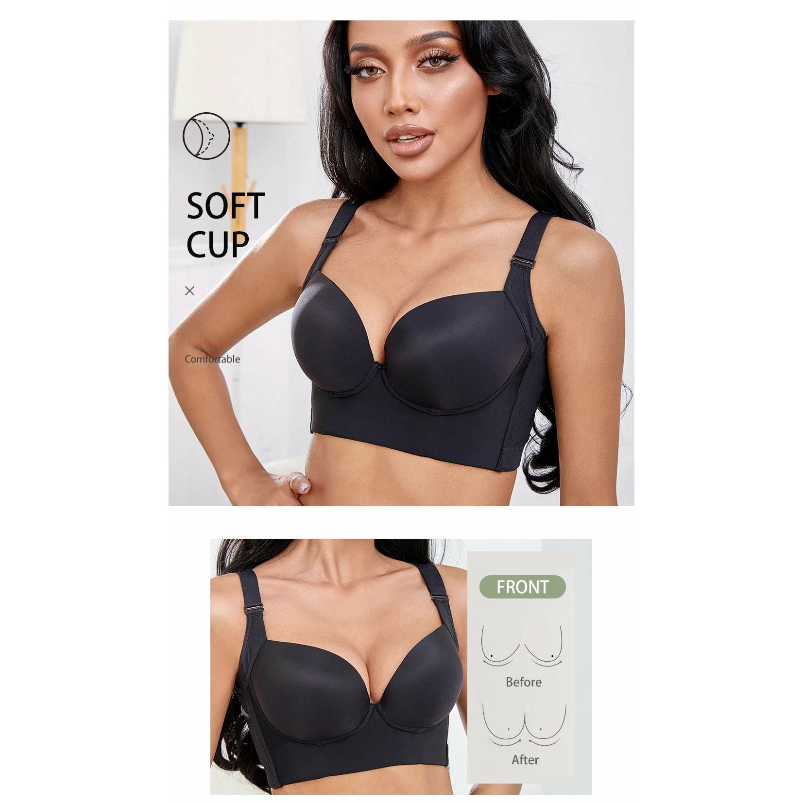 Push-up bras with full back coverage