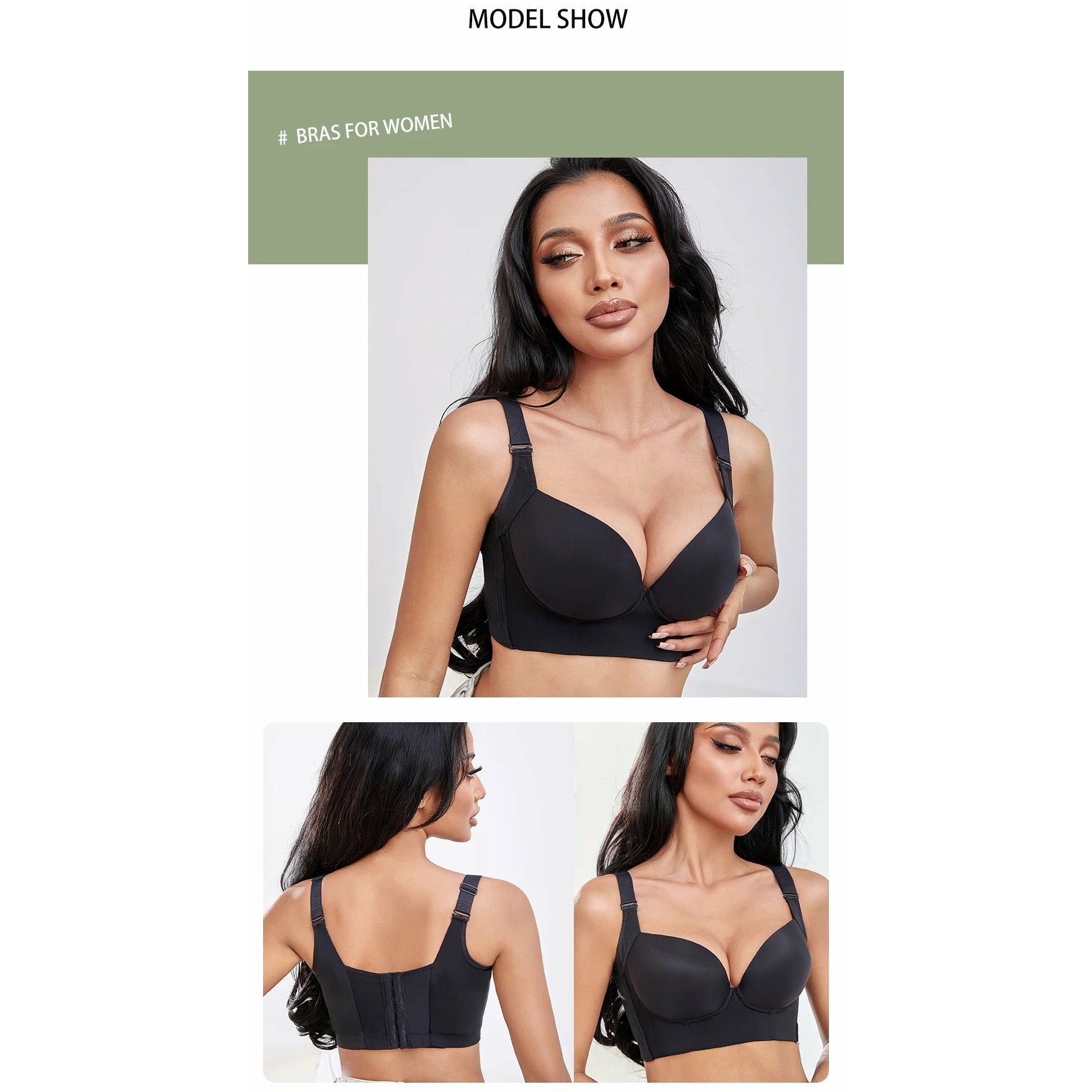 Push-up bras with full back coverage