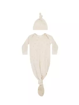 Quincy Mae - Natural Suns Knotted Baby Gown Set