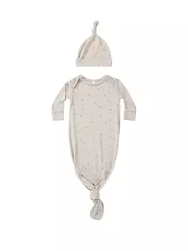 Quincy Mae - Stars Knotted Baby Gown + Hat Set