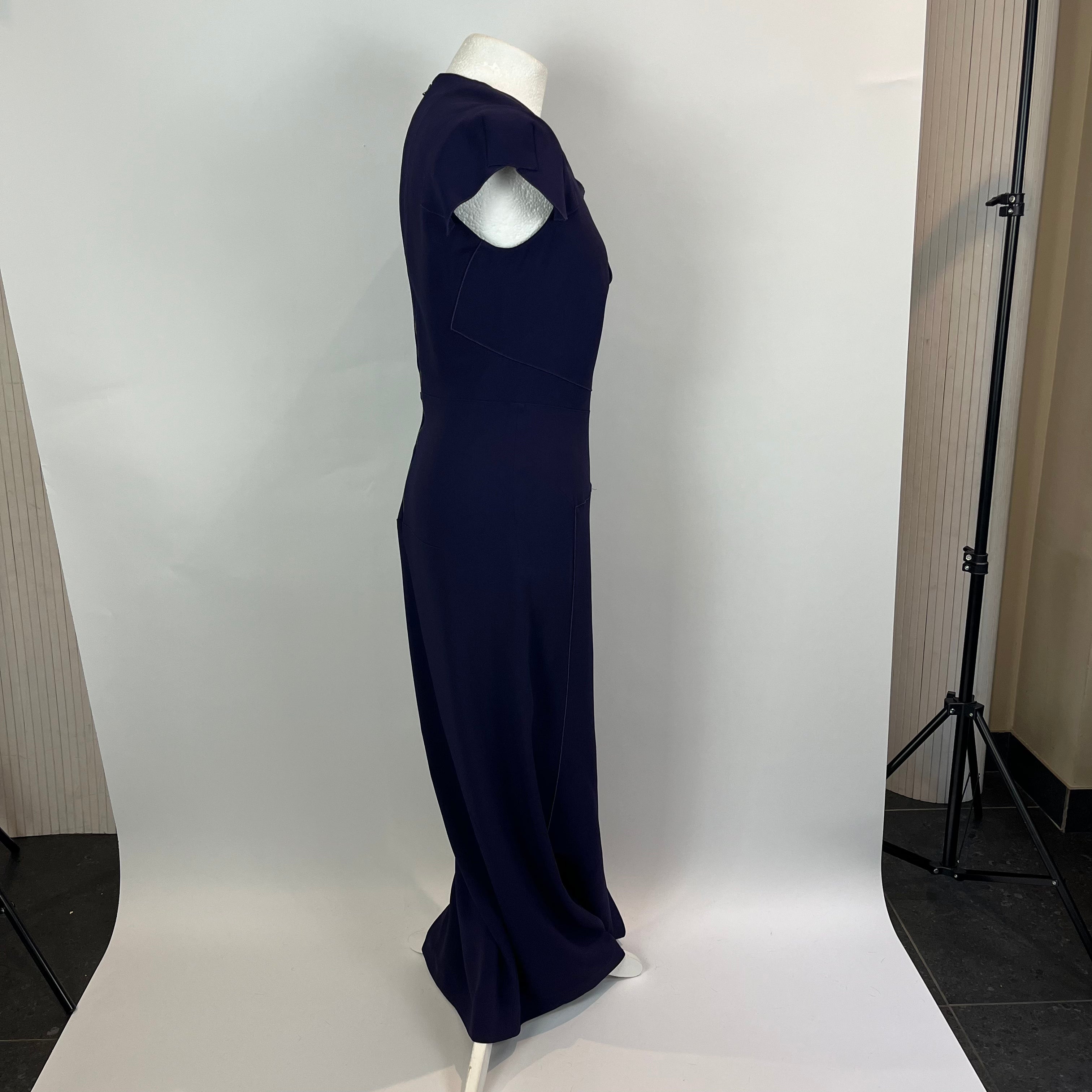 Roland Mouret Royal Purple Stretch Origami Gown L