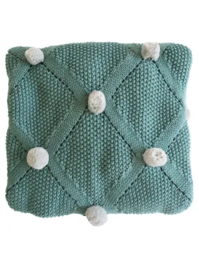 Sage & Grey Pom Pom Baby Blanket