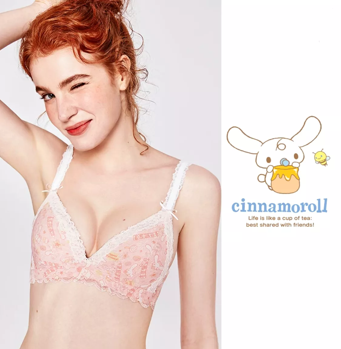 Sanrio licensed Cinnamoroll Baby lace bra + underwear set