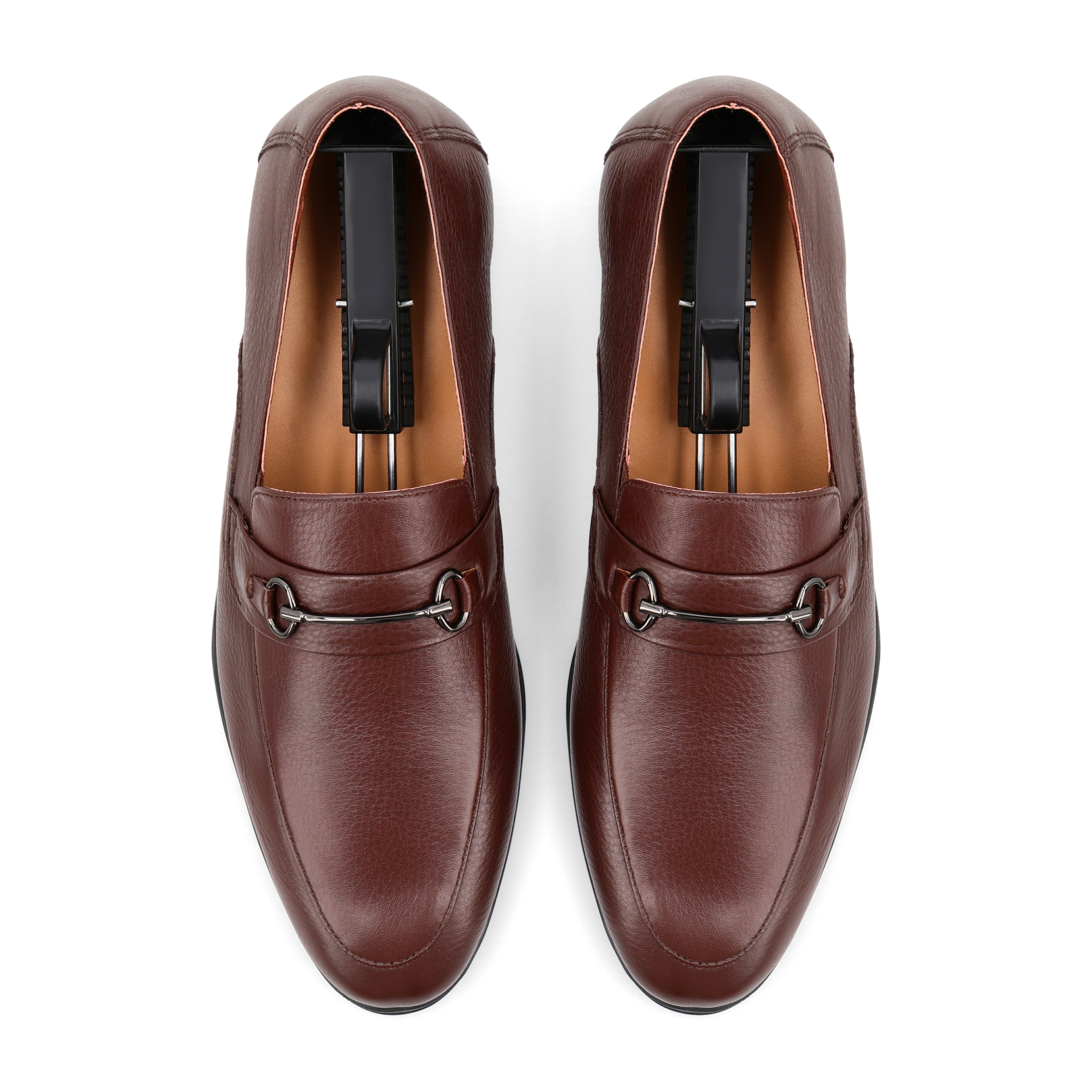 Sleek Horsebit Buckled Loafers - Brown