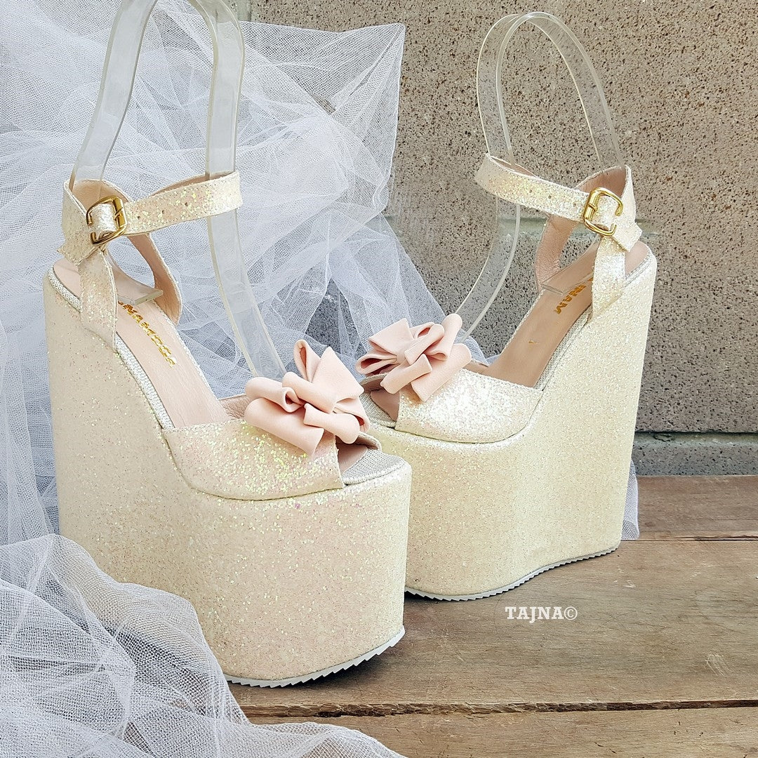 Sparkling High Heel Wedge Shoes Wedding / Bridal