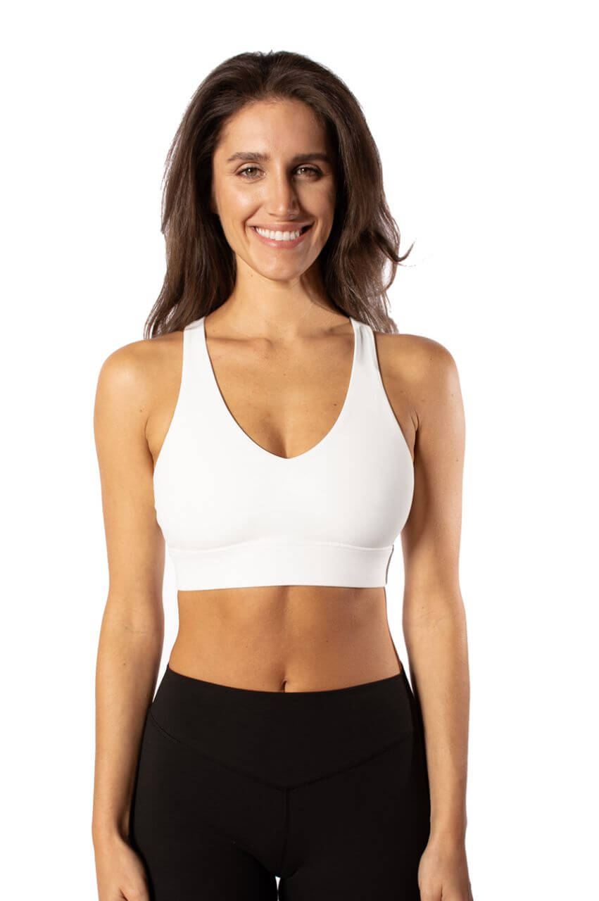 White Crossover Sports Bra