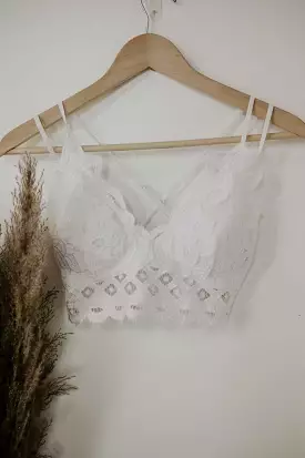 White Lace Me Up Bralette