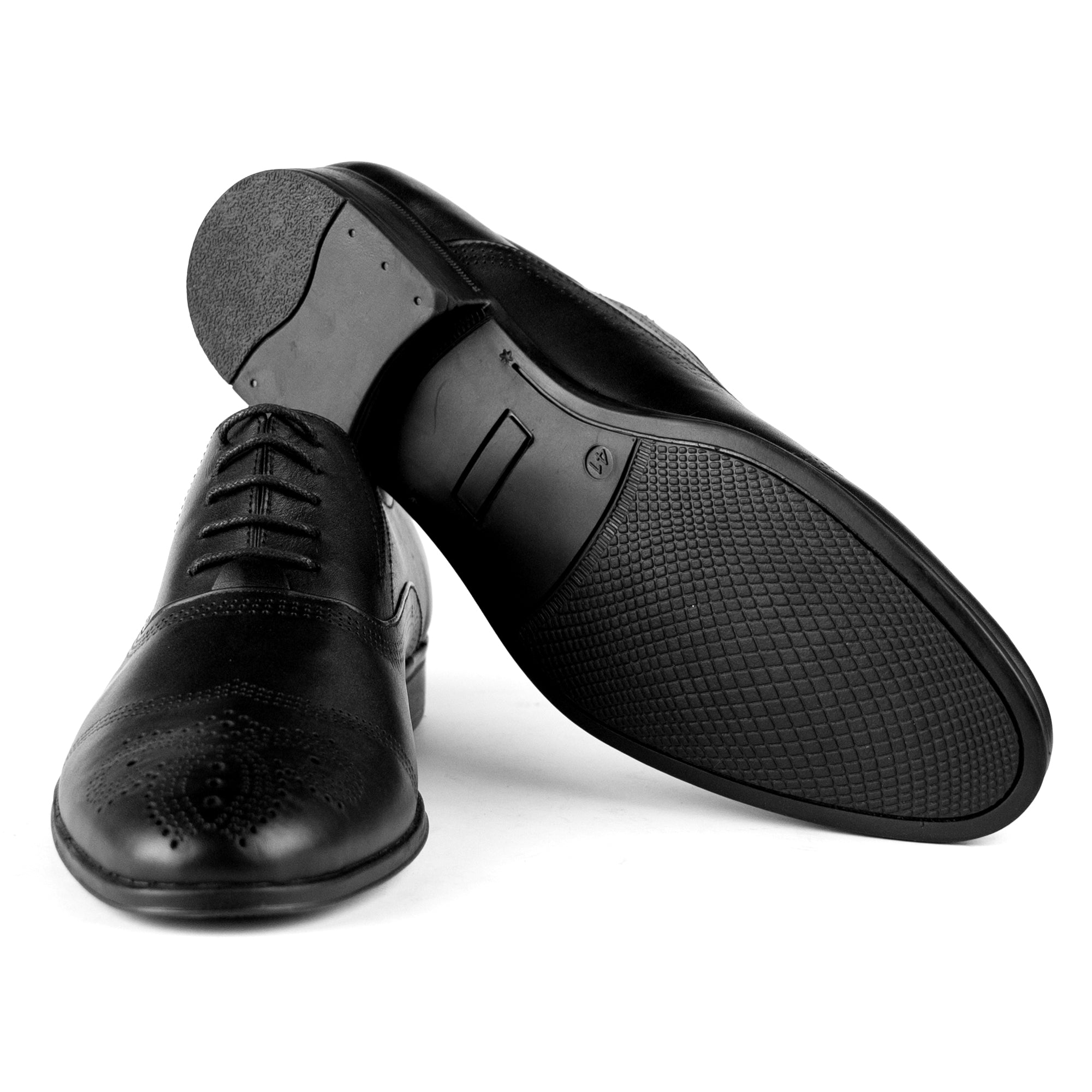 Wingtip Patterned Oxfords-Black