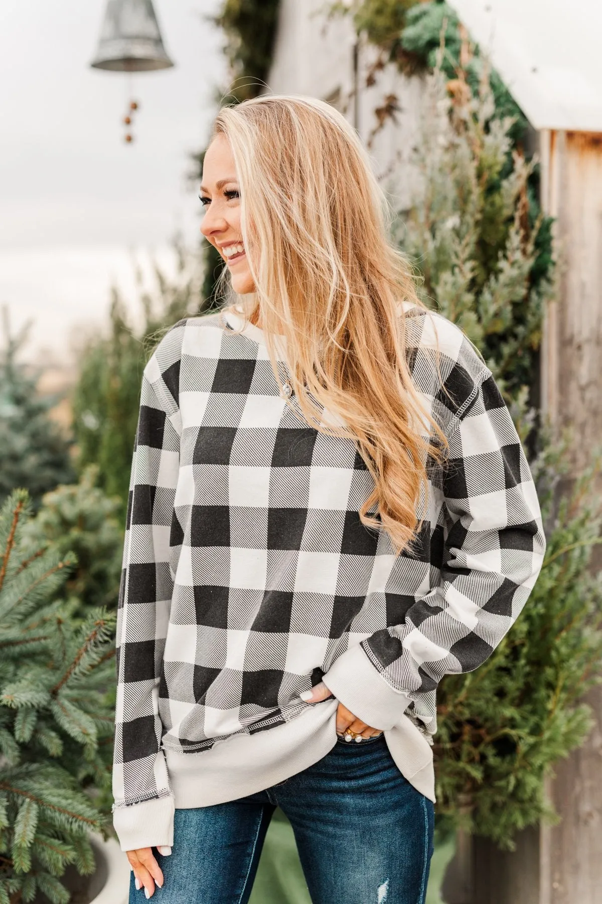 Winter Dreams Buffalo Plaid Top- Black & White