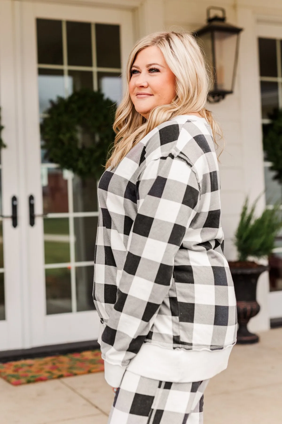 Winter Dreams Buffalo Plaid Top- Black & White