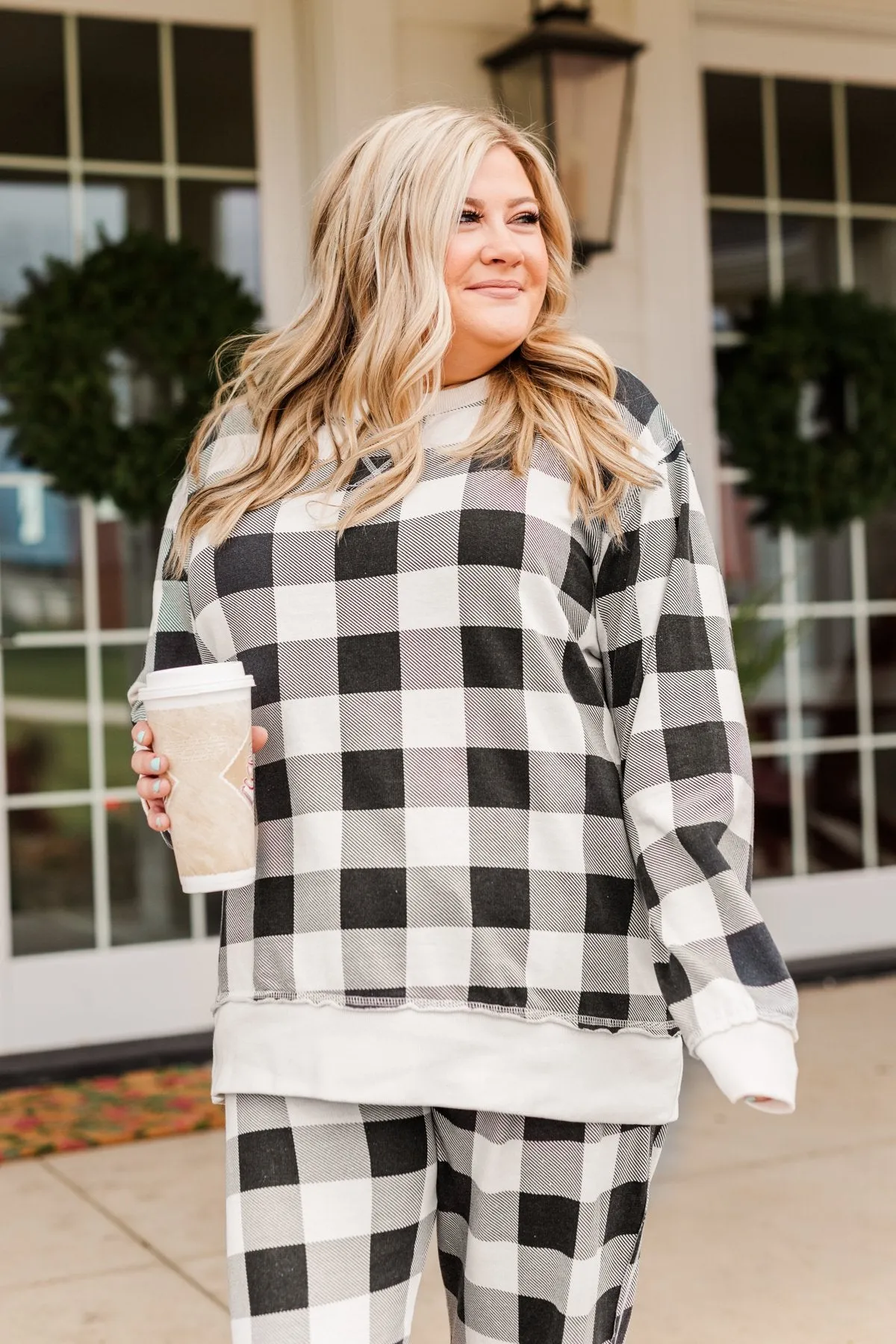 Winter Dreams Buffalo Plaid Top- Black & White