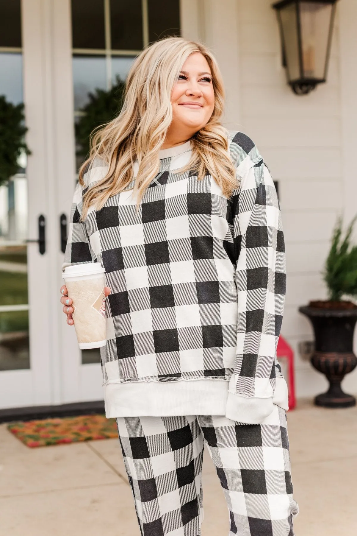 Winter Dreams Buffalo Plaid Top- Black & White