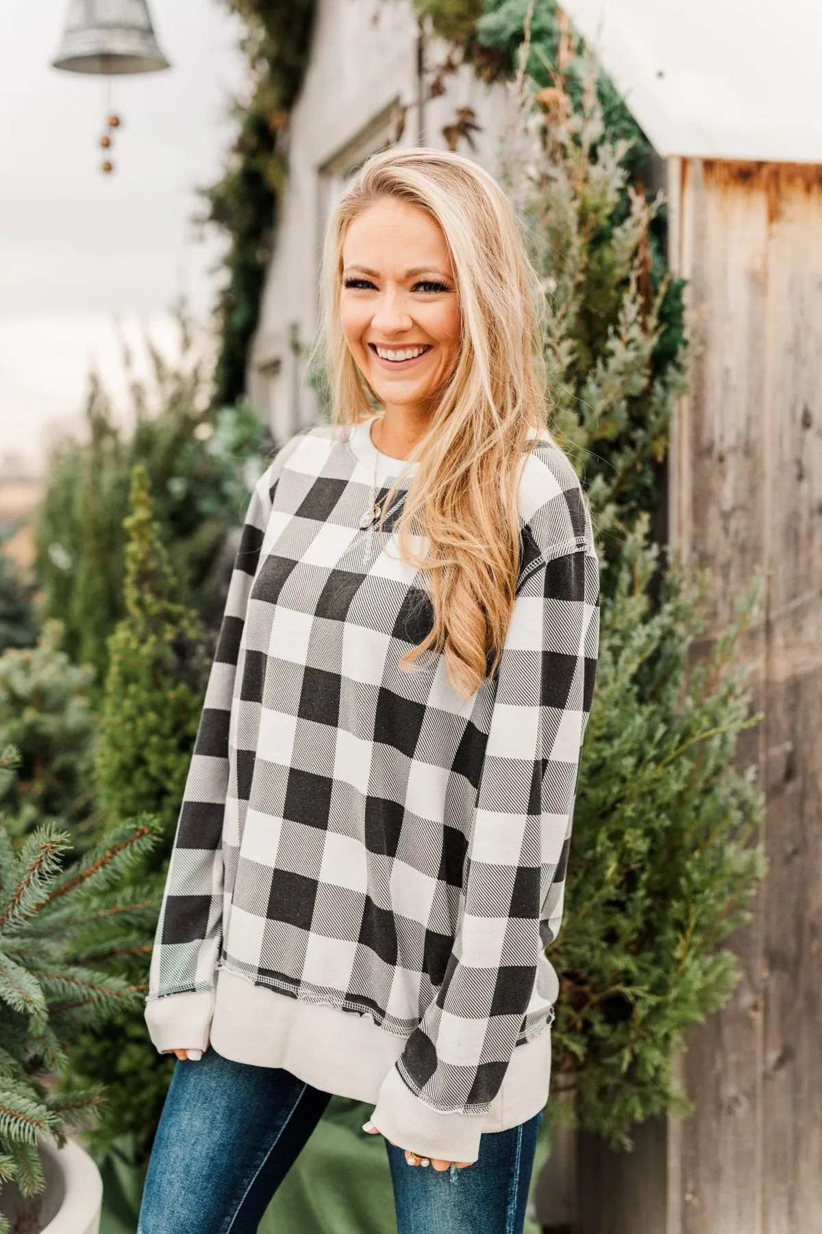 Winter Dreams Buffalo Plaid Top- Black & White