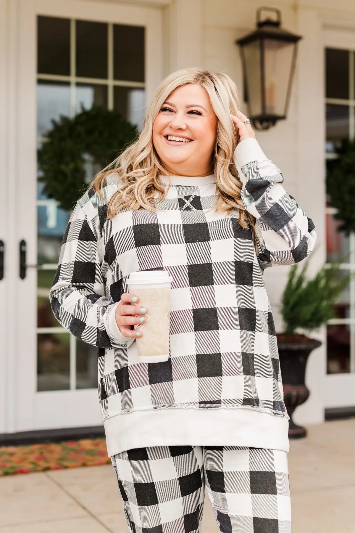 Winter Dreams Buffalo Plaid Top- Black & White