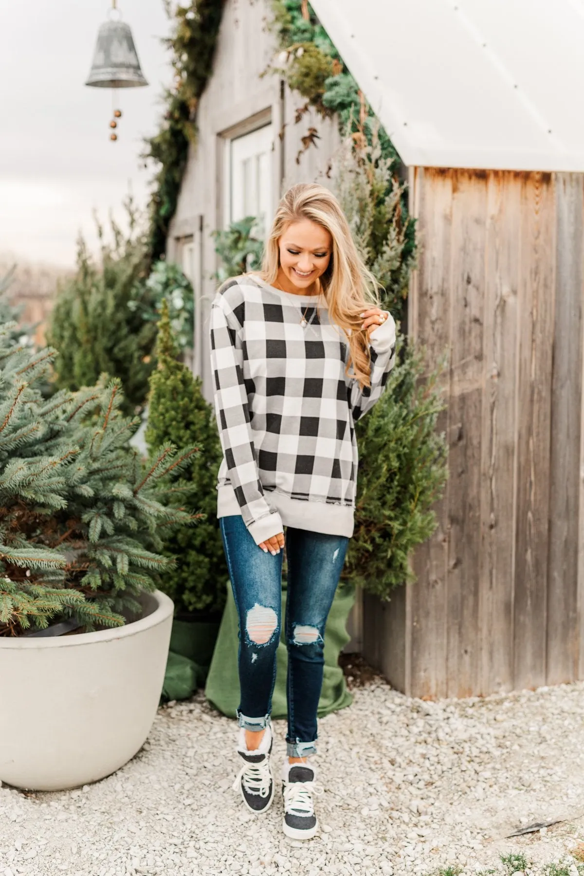 Winter Dreams Buffalo Plaid Top- Black & White