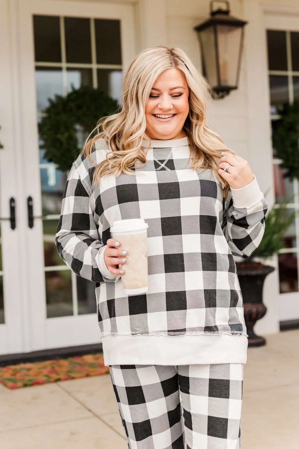 Winter Dreams Buffalo Plaid Top- Black & White